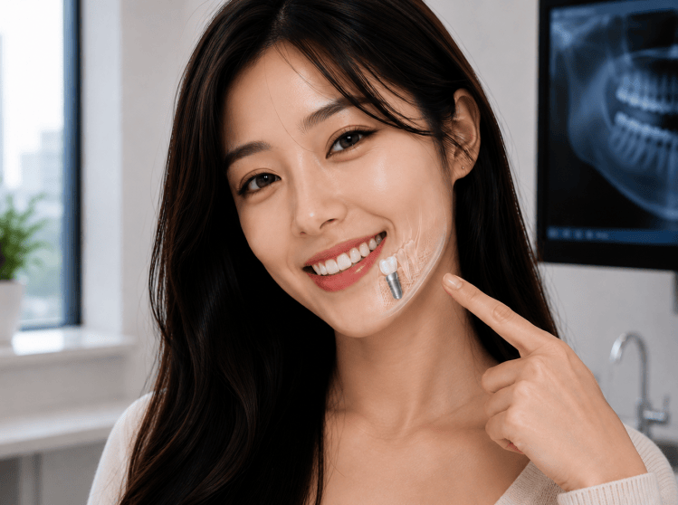 Woman smiling after dental implant treatment in Anaheim, CA